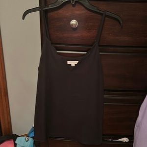 Socialite MEDIUM double lined v-neck tank top with scallop trim, color:black